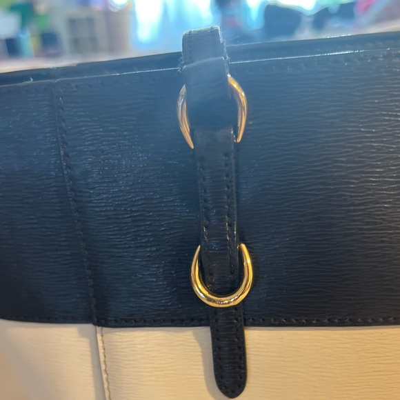 EUC Ralph Lauren Leather Colorblock Purse in green, navy, and cream - Picture 2 of 16